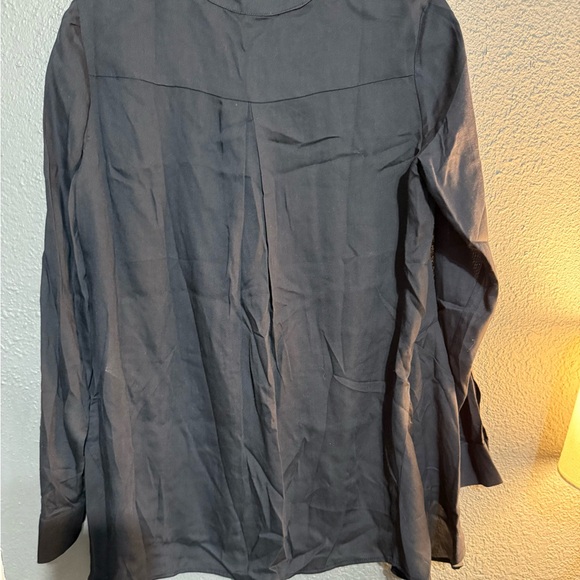 NWT Harshman Ornella Tunic Navy Blue Long Sleeve Mandarin Collar Button Down top - Picture 6 of 10